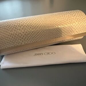 Jimmy Choo Beige Snakeskin Eyeglass Case